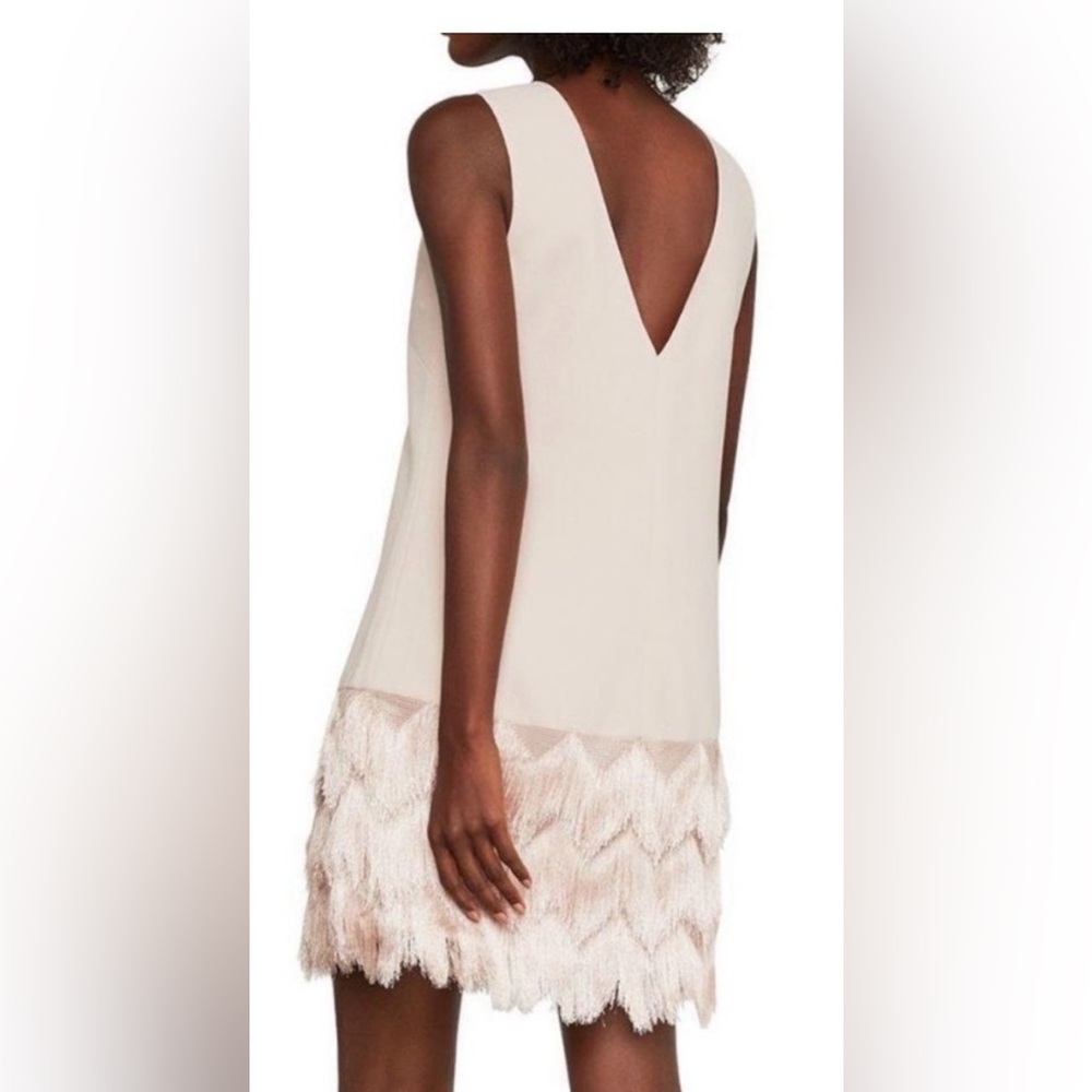 BCBGMAXAZRIA Blush Pink V-Neck Feather-Hem Camisole